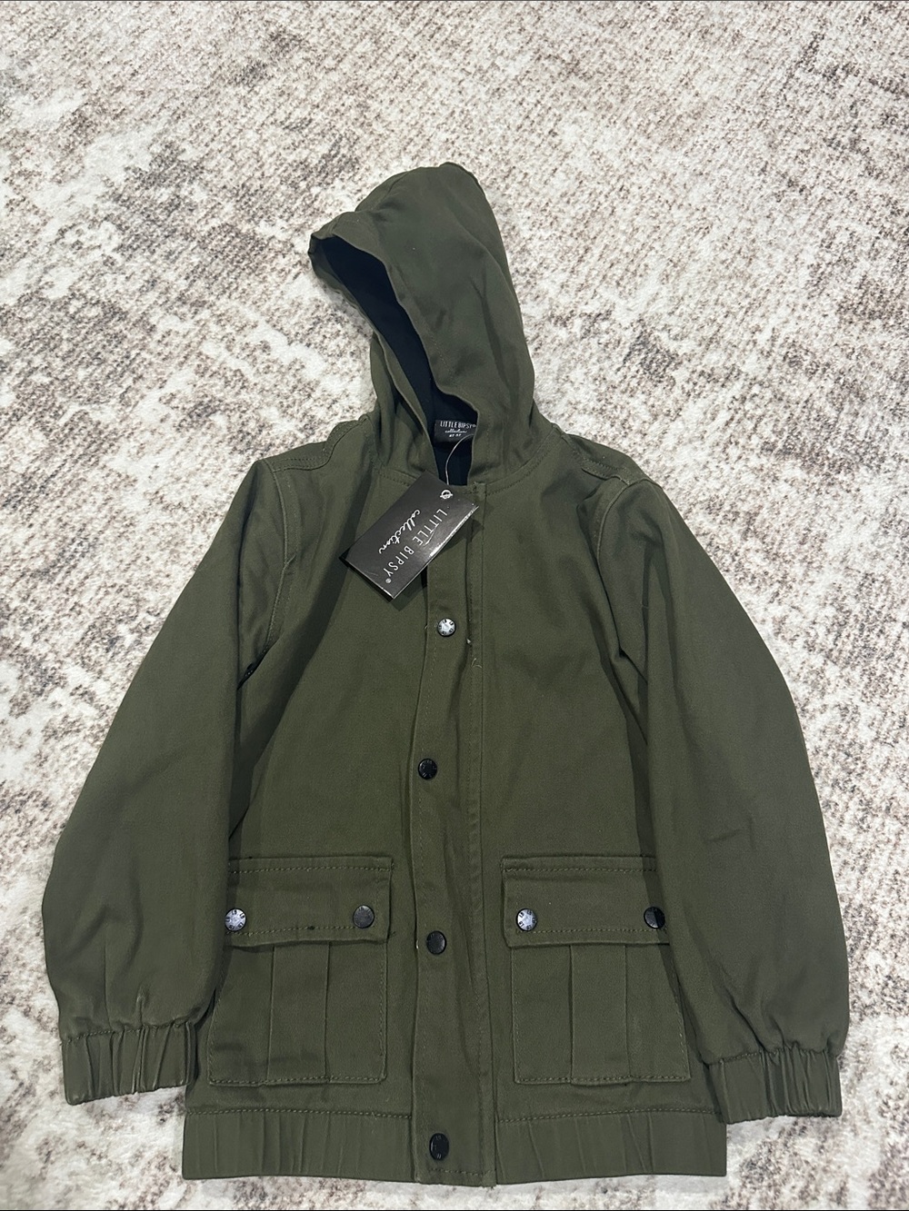 Little Bipsy - Boy’s Olive Green Hooded Field Jacket- 4T-5T